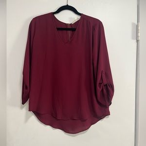Maroon 3/4 length sleeve loose top